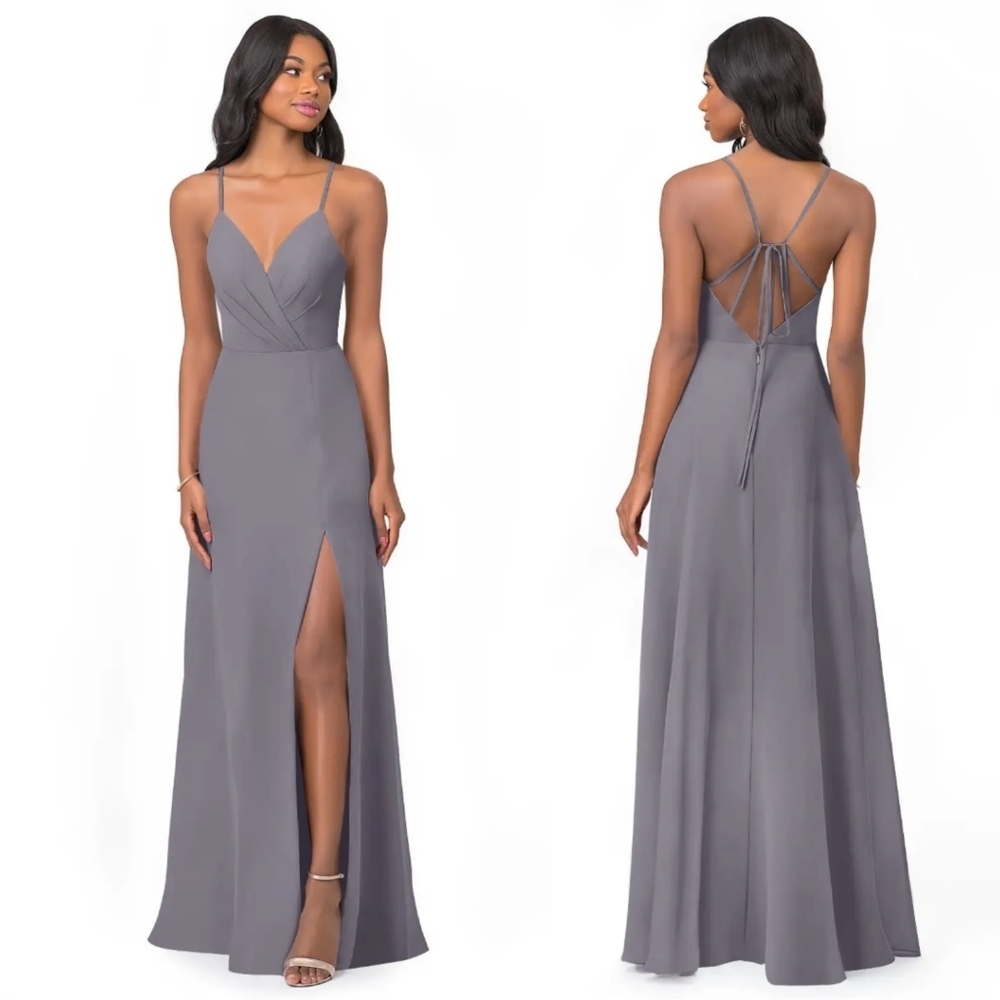 ✨ NWT Azazie Everleigh Maxi Dress - Pewter Grey - Size 12 ✨